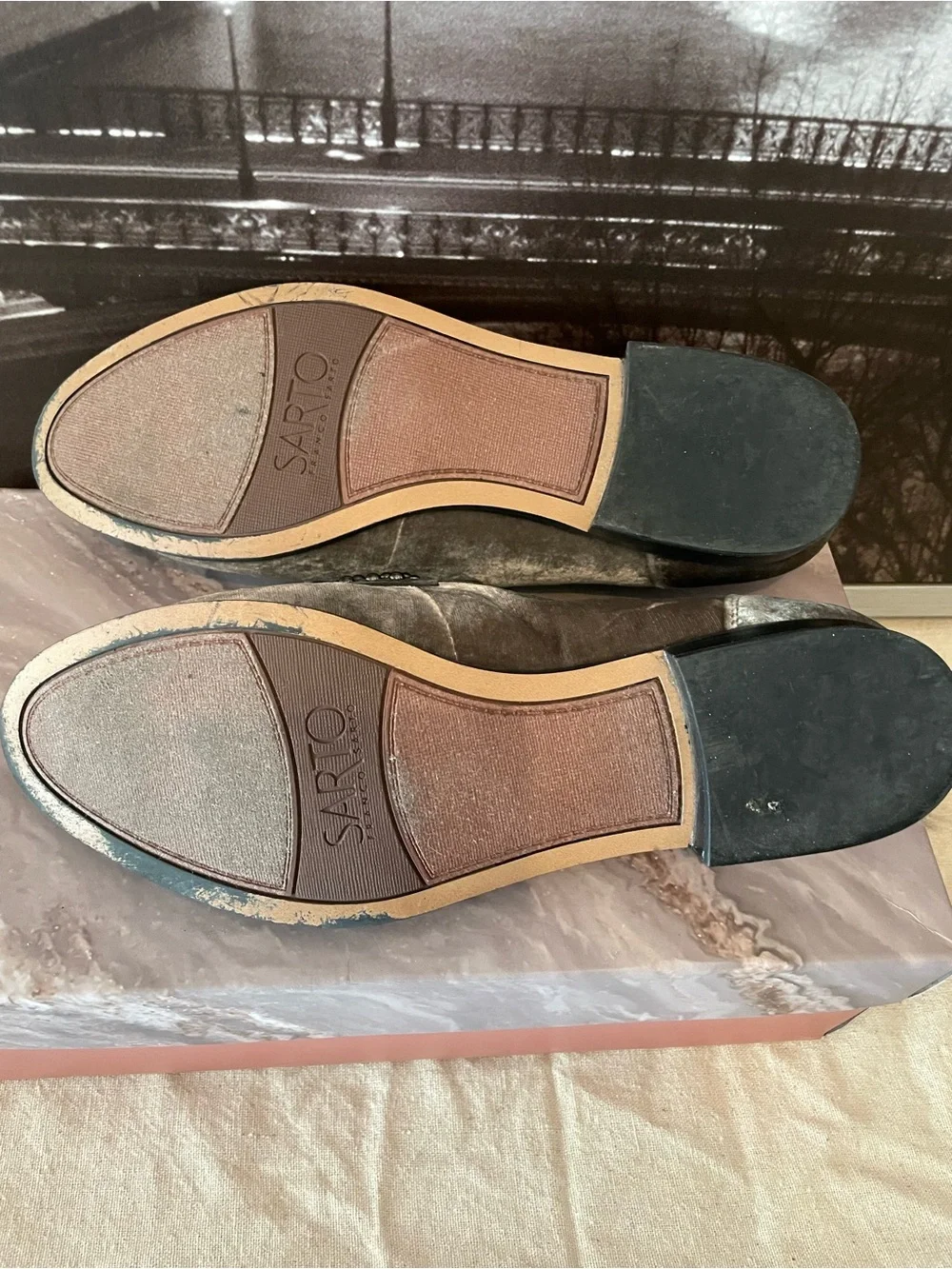 Franco Sarto Studded Velvet Women's Loafers in Taupe